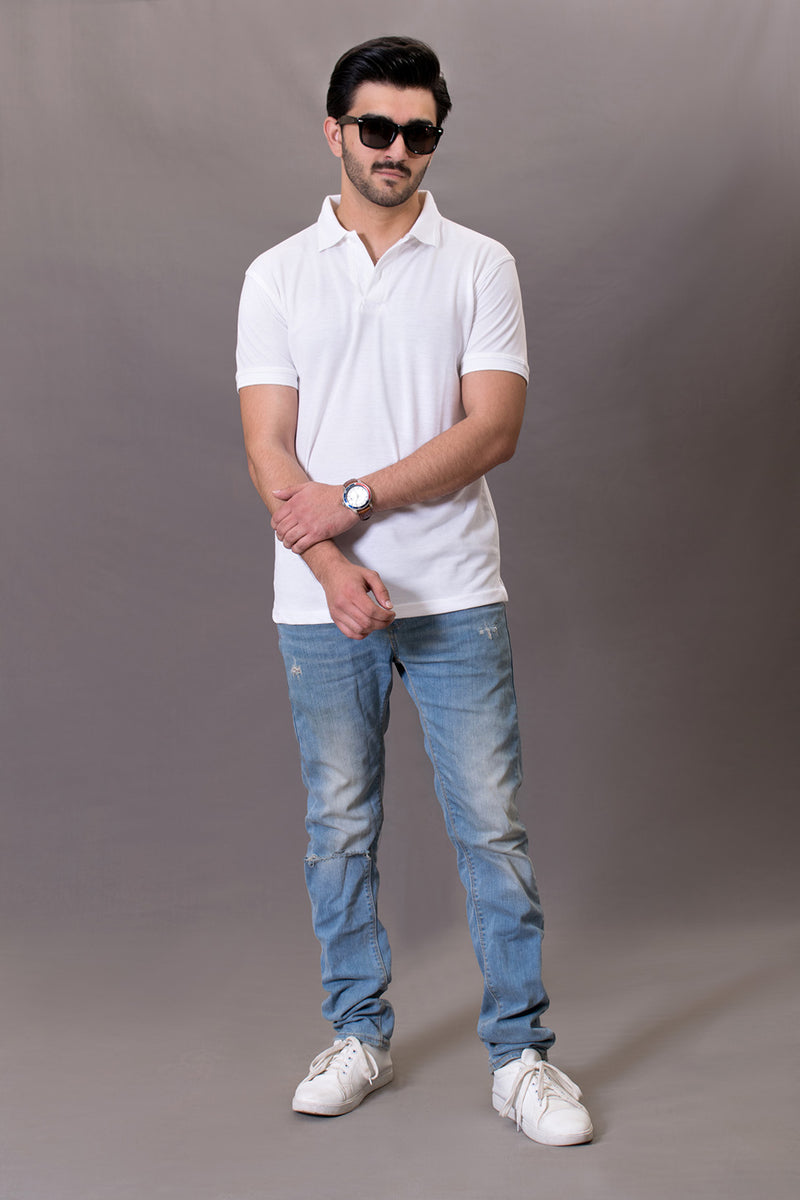 WHITE POLO T SHIRT