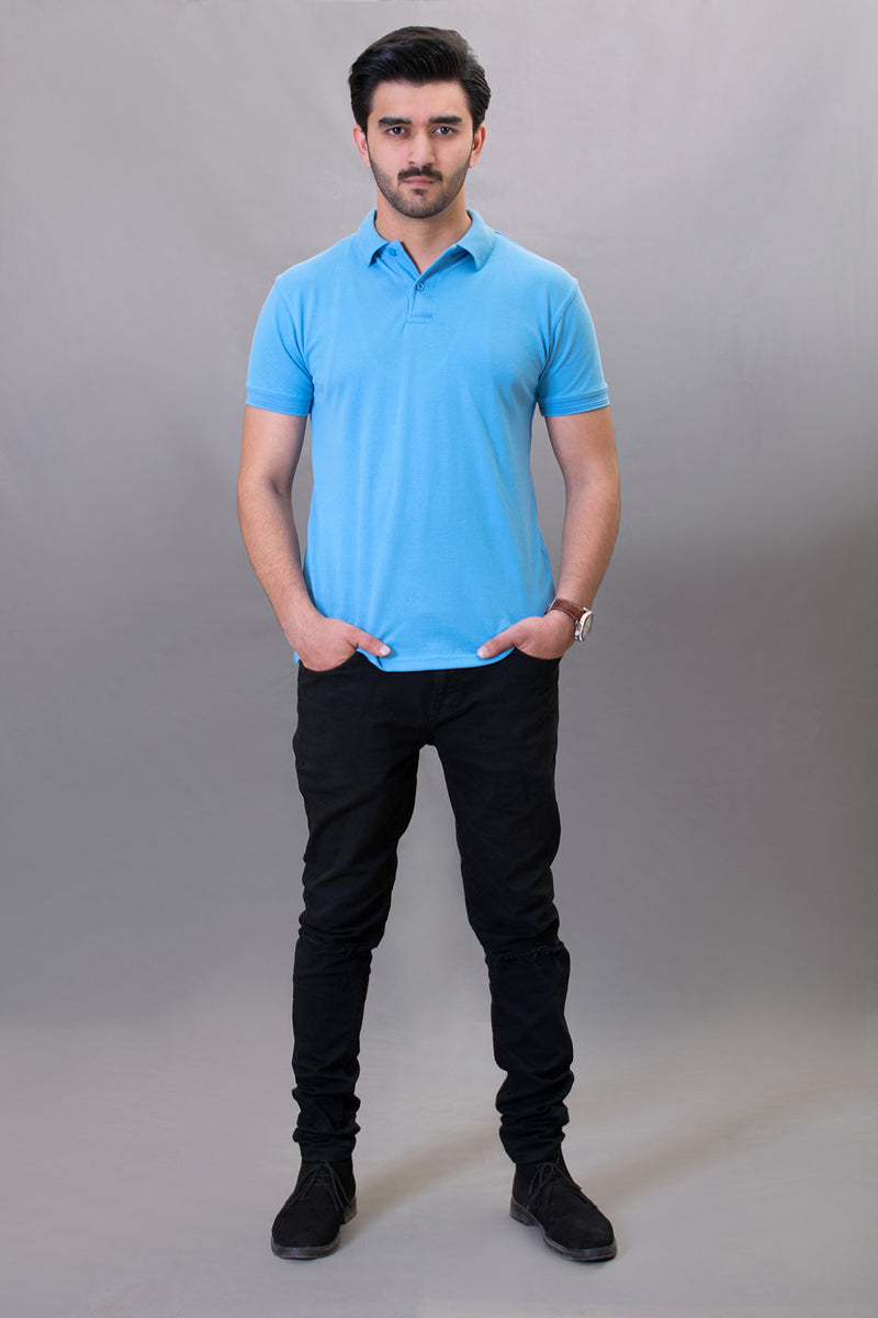 BLEU POLO T SHIRT
