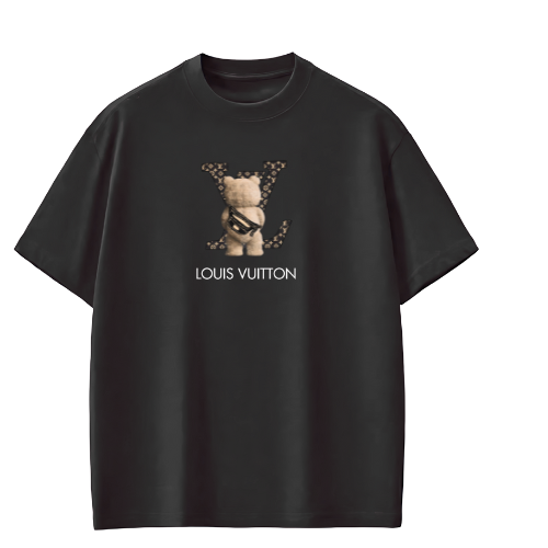 Teddy Bear Graphic Tee – LV-Inspired Streetwear"