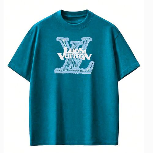 "Textured LV-Inspired Graphic Tee – Forest Green Edition"