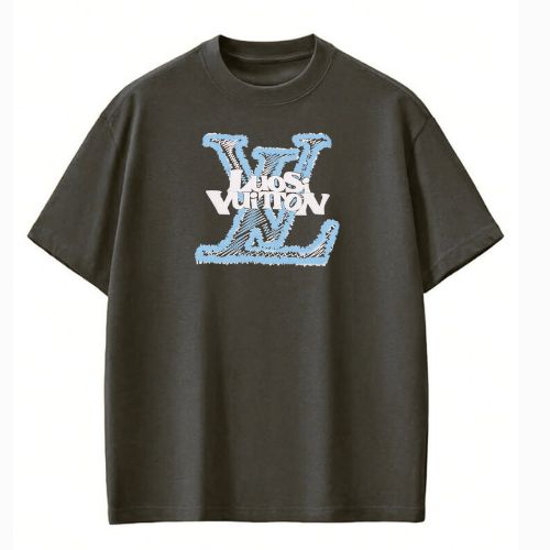 "Textured LV-Inspired Graphic Tee – Forest Green Edition"