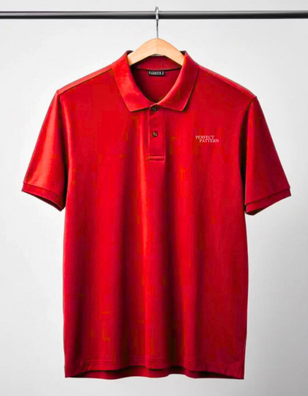 "Men’s Red Polo Shirt – 'Perfect Pattern' Classic Fit"
