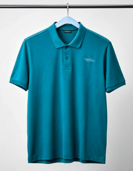 "Men’s Teal Polo Shirt – 'Perfect Pattern' Classic Fit"