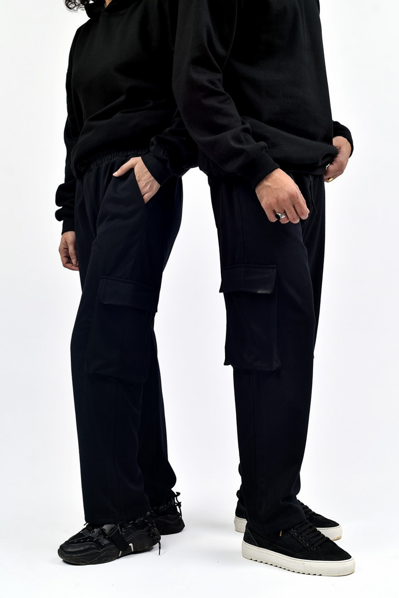 Black Interlock Cargo Trouser