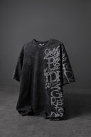 Men's Burgundy Graffiti Side Print Special Washed Fabric Oversize T-Shirt"
