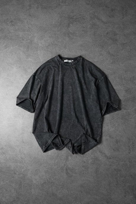 "Men's Anthracite Special Washed Fabric Oversize T-Shirt"