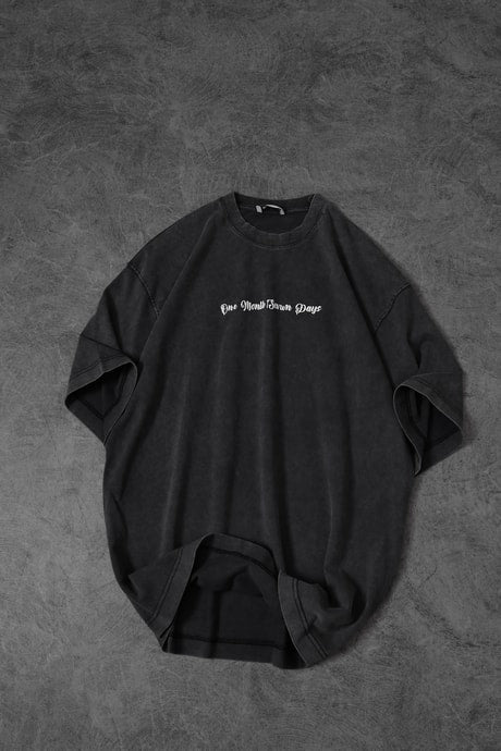 "Men's Anthracite Wings Special Washed Fabric Oversize T-Shirt"