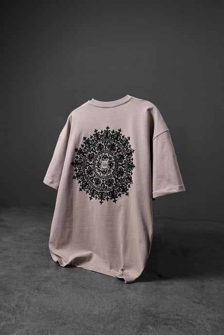 "Men's Begie Oversize T-Shirt with  Back Printed