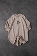 "Men's Beige Unlucky Print Oversized T-shirt"