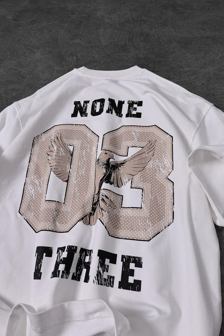 “Men’s White 03 Bird Printed Oversize T-shirt”