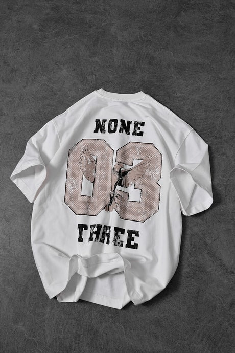 “Men’s White 03 Bird Printed Oversize T-shirt”