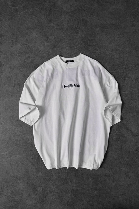 "Men's WHITE 'Break The Rules' Printed Oversize T-Shirt"