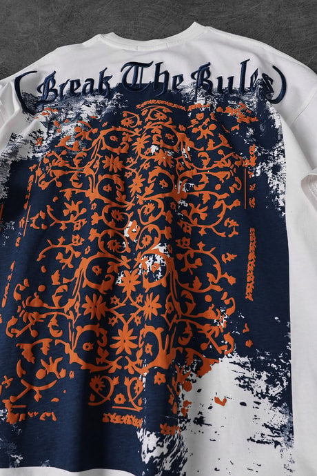 "Men's WHITE 'Break The Rules' Printed Oversize T-Shirt"