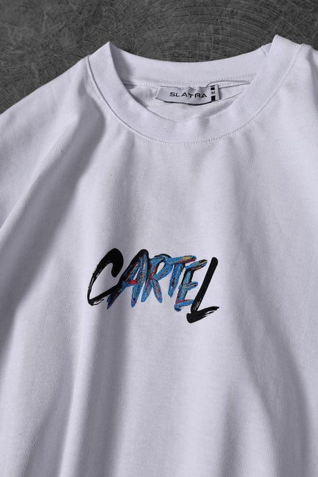 “Men’s White Cartel Print Oversize T-shirt”