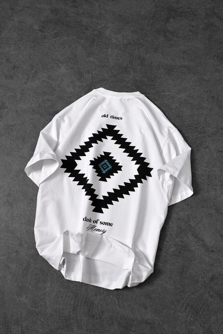 "Men's White Memory Lego Printed Oversize T-Shirt"