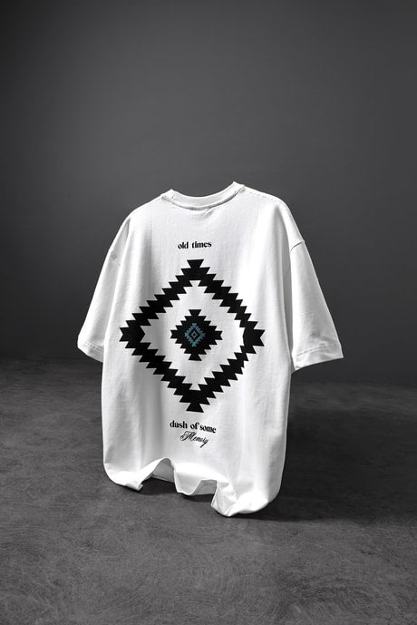 "Men's White Memory Lego Printed Oversize T-Shirt"