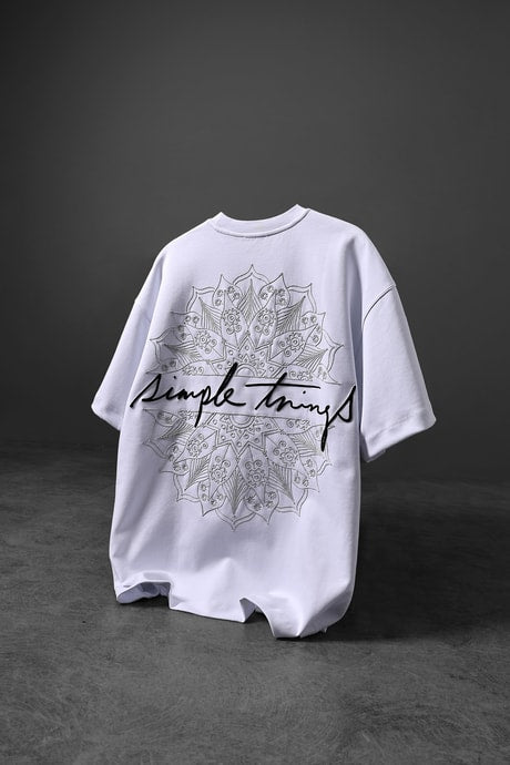 Men’s WHITE “Simple Things” Embroidered Oversize T-Shirt