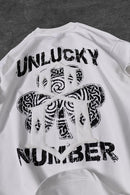"Men's White Unlucky Print Oversized T-shirt"