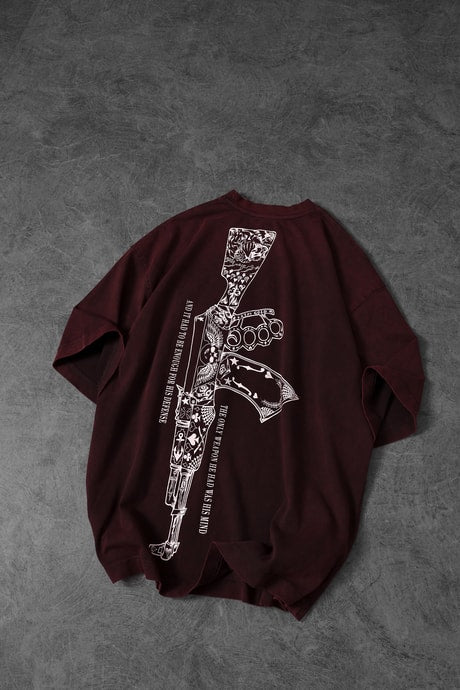 "Men's MARRON  S-47 Special Washed Fabric Oversize T-Shirt"