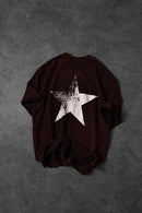 "Men's Burgundy Star Special Washed Fabric Oversize T-Shirt"