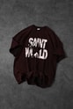 "Men's Burgundy Star Special Washed Fabric Oversize T-Shirt"