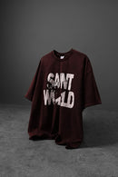 "Men's Burgundy Star Special Washed Fabric Oversize T-Shirt"