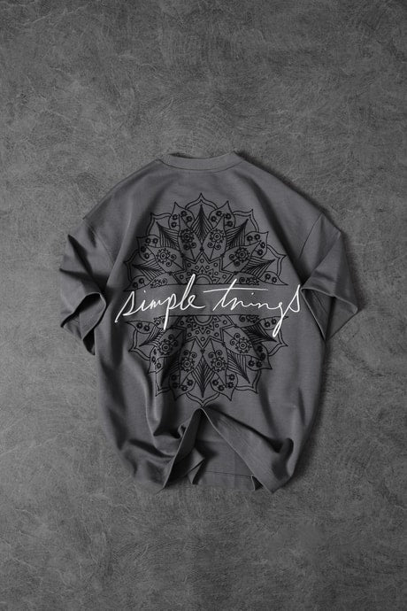 Men’s GREY  “Simple Things” Embroidered Oversize T-Shirt