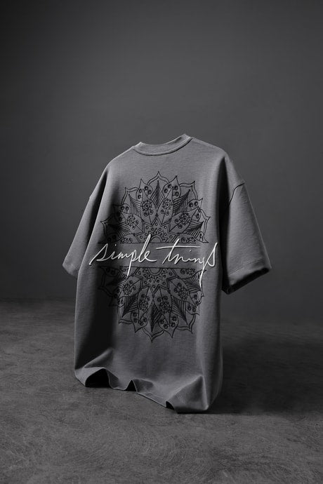 Men’s GREY  “Simple Things” Embroidered Oversize T-Shirt