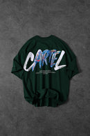 “Men’s Dark Green Cartel Print Oversize T-shirt”