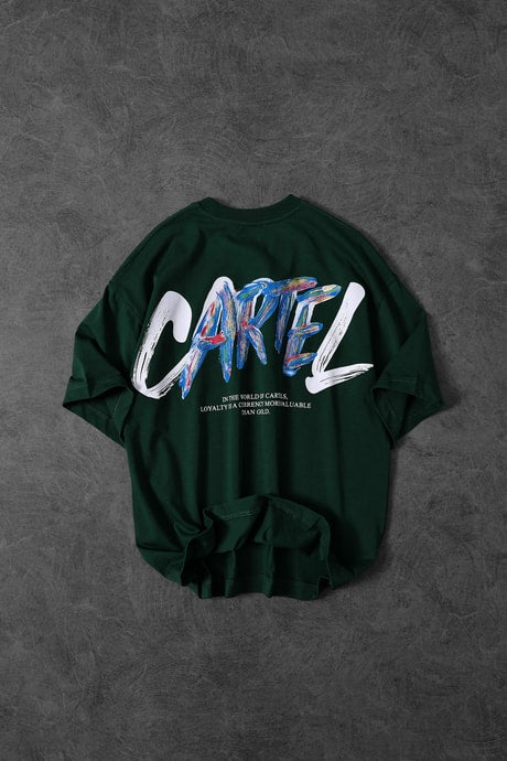 “Men’s Dark Green Cartel Print Oversize T-shirt”