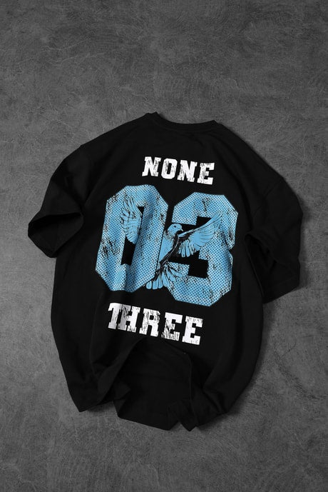 “Men’s Black 03 Bird Printed Oversize T-shirt”