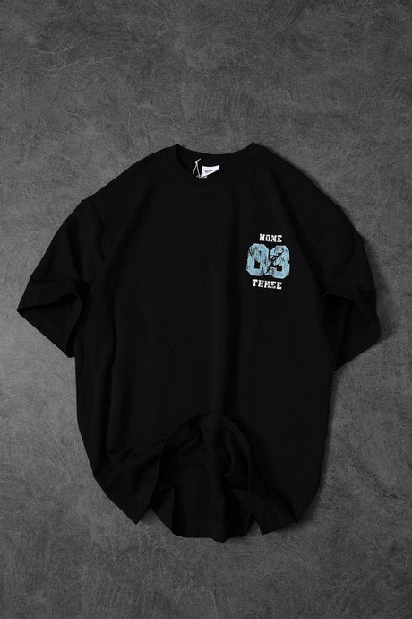 “Men’s Black 03 Bird Printed Oversize T-shirt”