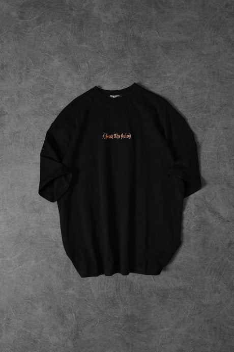 "Men's BLACK 'Break The Rules' Printed Oversize T-Shirt"