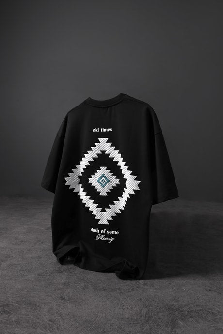 "Men's Black Memory Lego Printed Oversize T-Shirt"