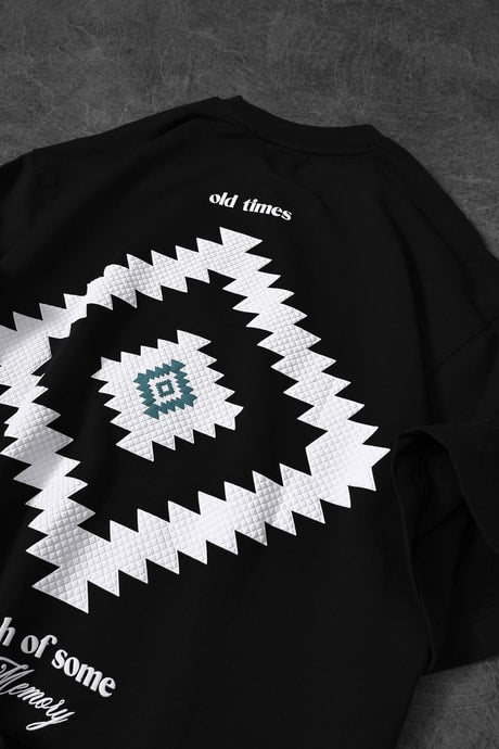 "Men's Black Memory Lego Printed Oversize T-Shirt"