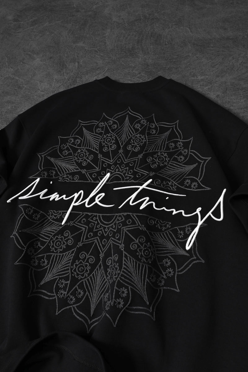 Men’s Black “Simple Things”Printed Oversize T-Shirt