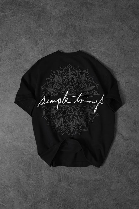 Men’s Black “Simple Things”Printed Oversize T-Shirt
