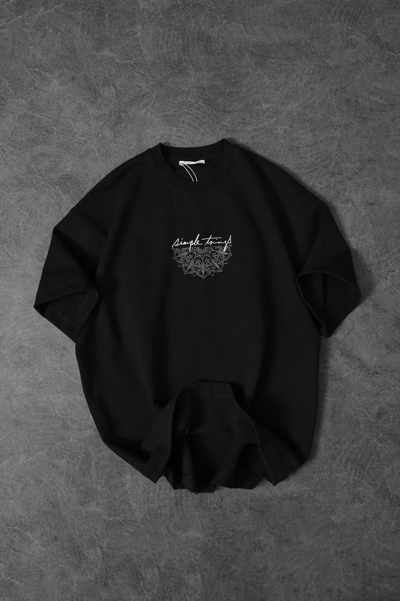 Men’s Black “Simple Things”Printed Oversize T-Shirt