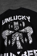 "Men's Black Unlucky Print Oversized T-shirt"