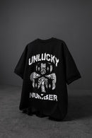 "Men's Black Unlucky Print Oversized T-shirt"