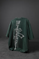 "Men's GREEN S-47 Special Washed Fabric Oversize T-Shirt"